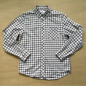Ben Sherman Flannel Shirt Men’s Large White/Blue/Brown Plaid Long Sleeve
